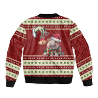 Moo Deng Moo-Ry Christmas Sleeve Zip Bomber Jacket Santa Baby Pygmy Hippo - Wonder Print Shop