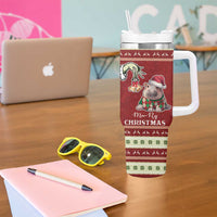 Moo Deng Moo-Ry Christmas Tumbler With Handle Santa Baby Pygmy Hippo - Wonder Print Shop