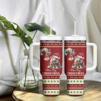 Moo Deng Moo-Ry Christmas Tumbler With Handle Santa Baby Pygmy Hippo - Wonder Print Shop