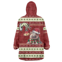 Moo Deng Moo-Ry Christmas Wearable Blanket Hoodie Santa Baby Pygmy Hippo - Wonder Print Shop