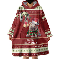 Moo Deng Moo-Ry Christmas Wearable Blanket Hoodie Santa Baby Pygmy Hippo - Wonder Print Shop