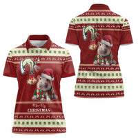Moo Deng Moo-Ry Christmas Women Polo Shirt Santa Baby Pygmy Hippo - Wonder Print Shop