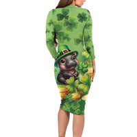 Leprechaun Moo Deng St Patricks Day Family Matching Long Sleeve Bodycon Dress and Hawaiian Shirt LT9 - Wonder Print Shop