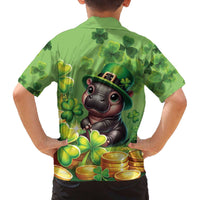 Leprechaun Moo Deng St Patricks Day Family Matching Off The Shoulder Long Sleeve Dress and Hawaiian Shirt - Wonder Print Shop