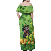 Leprechaun Moo Deng St Patricks Day Family Matching Off Shoulder Maxi Dress and Hawaiian Shirt LT9 - Wonder Print Shop