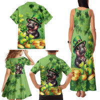 Leprechaun Moo Deng St Patricks Day Family Matching Tank Maxi Dress and Hawaiian Shirt - Wonder Print Shop