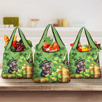 Leprechaun Moo Deng St Patricks Day Grocery Bag
