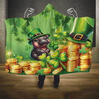 Leprechaun Moo Deng St Patricks Day Hooded Blanket