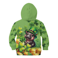 Leprechaun Moo Deng St Patricks Day Kid Hoodie - Wonder Print Shop