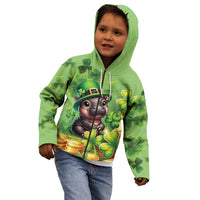 Leprechaun Moo Deng St Patricks Day Kid Hoodie - Wonder Print Shop