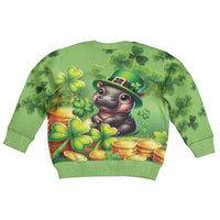 Leprechaun Moo Deng St Patricks Day Kid Ugly Christmas Sweater - Wonder Print Shop