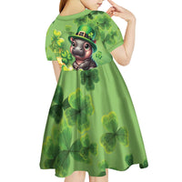 Leprechaun Moo Deng St Patricks Day Kid Short Sleeve Dress - Wonder Print Shop