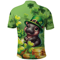 Leprechaun Moo Deng St Patricks Day Polo Shirt - Wonder Print Shop