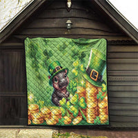 Leprechaun Moo Deng St Patricks Day Quilt - Wonder Print Shop