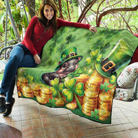 Leprechaun Moo Deng St Patricks Day Quilt - Wonder Print Shop