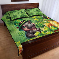 Leprechaun Moo Deng St Patricks Day Quilt Bed Set - Wonder Print Shop