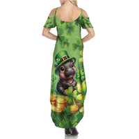 Leprechaun Moo Deng St Patricks Day Summer Maxi Dress - Wonder Print Shop