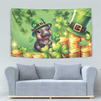 Leprechaun Moo Deng St Patricks Day Tapestry - Wonder Print Shop