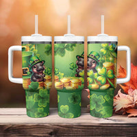 Leprechaun Moo Deng St Patricks Day Tumbler With Handle - Wonder Print Shop
