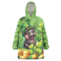 Leprechaun Moo Deng St Patricks Day Wearable Blanket Hoodie - Wonder Print Shop