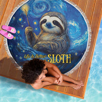 Sloth Life Is The Best Life Beach Blanket with Starry Night Sky LT9 - Wonder Print Shop