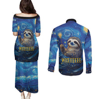 Sloth Life Is The Best Life Couples Matching Puletasi and Long Sleeve Button Shirt with Starry Night Sky LT9 - Wonder Print Shop