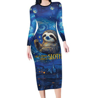Sloth Life Is The Best Life Family Matching Long Sleeve Bodycon Dress and Hawaiian Shirt with Starry Night Sky LT9 - Wonder Print Shop
