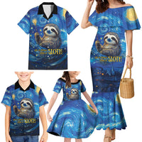 Sloth Life Is The Best Life Family Matching Mermaid Dress and Hawaiian Shirt with Starry Night Sky LT9 - Wonder Print Shop