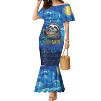 Sloth Life Is The Best Life Family Matching Mermaid Dress and Hawaiian Shirt with Starry Night Sky LT9 - Wonder Print Shop