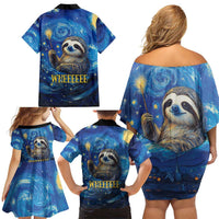 Sloth Life Is The Best Life Family Matching Off Shoulder Short Dress and Hawaiian Shirt with Starry Night Sky LT9 - Wonder Print Shop