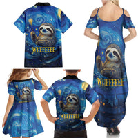 Sloth Life Is The Best Life Family Matching Summer Maxi Dress and Hawaiian Shirt with Starry Night Sky - Wonder Print Shop