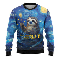 Sloth Life Is The Best Life Ugly Christmas Sweater with Starry Night Sky - Wonder Print Shop