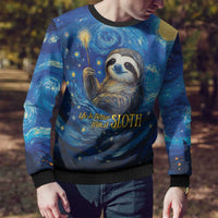 Sloth Life Is The Best Life Ugly Christmas Sweater with Starry Night Sky - Wonder Print Shop