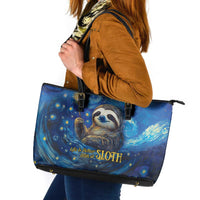 Sloth Life Is The Best Life Leather Tote Bag with Starry Night Sky - Wonder Print Shop