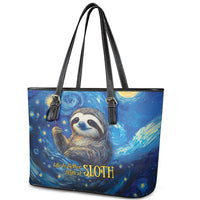 Sloth Life Is The Best Life Leather Tote Bag with Starry Night Sky - Wonder Print Shop