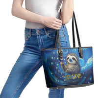 Sloth Life Is The Best Life Leather Tote Bag with Starry Night Sky - Wonder Print Shop