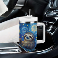 Sloth Life Is The Best Life Tumbler With Handle with Starry Night Sky - Wonder Print Shop