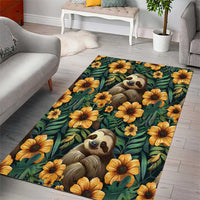 Sloth with Flowers Seamless Style Area Rug LT9 - Wonder Print Shop