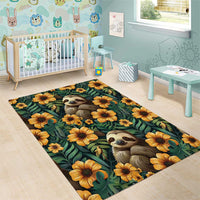 Sloth with Flowers Seamless Style Area Rug LT9 - Wonder Print Shop