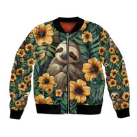 Sloth with Flowers Seamless Style Bomber Jacket LT9 - Wonder Print Shop