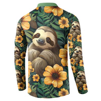 Sloth with Flowers Seamless Style Button Sweatshirt LT9 - Wonder Print Shop