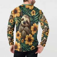 Sloth with Flowers Seamless Style Button Sweatshirt LT9 - Wonder Print Shop
