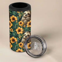 Sloth with Flowers Seamless Style 4 in 1 Can Cooler Tumbler LT9 - Wonder Print Shop