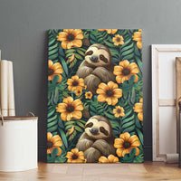 Sloth with Flowers Seamless Style Canvas Wall Art LT9 - Wonder Print Shop
