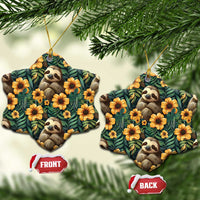 Sloth with Flowers Seamless Style Ceramic Ornament LT9 - Wonder Print Shop