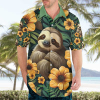 Sloth with Flowers Seamless Style Hawaiian Shirt - Wonder Print Shop
