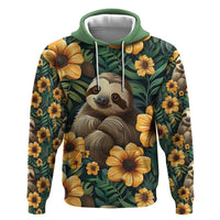 Sloth with Flowers Seamless Style Hoodie - Wonder Print Shop