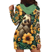 Sloth with Flowers Seamless Style Hoodie Dress - Wonder Print Shop