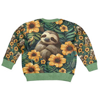 Sloth with Flowers Seamless Style Kid Ugly Christmas Sweater - Wonder Print Shop