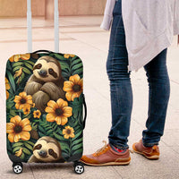 Sloth with Flowers Seamless Style Luggage Cover - Wonder Print Shop